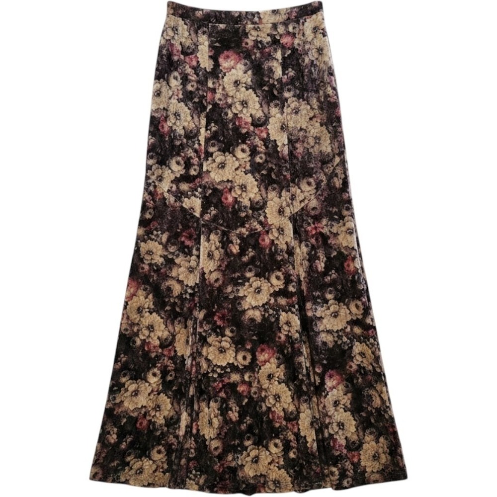 Vintage Forever 21 Floral Velvet Maxi Skirt Medium Fairygrunge Y2K Romantic